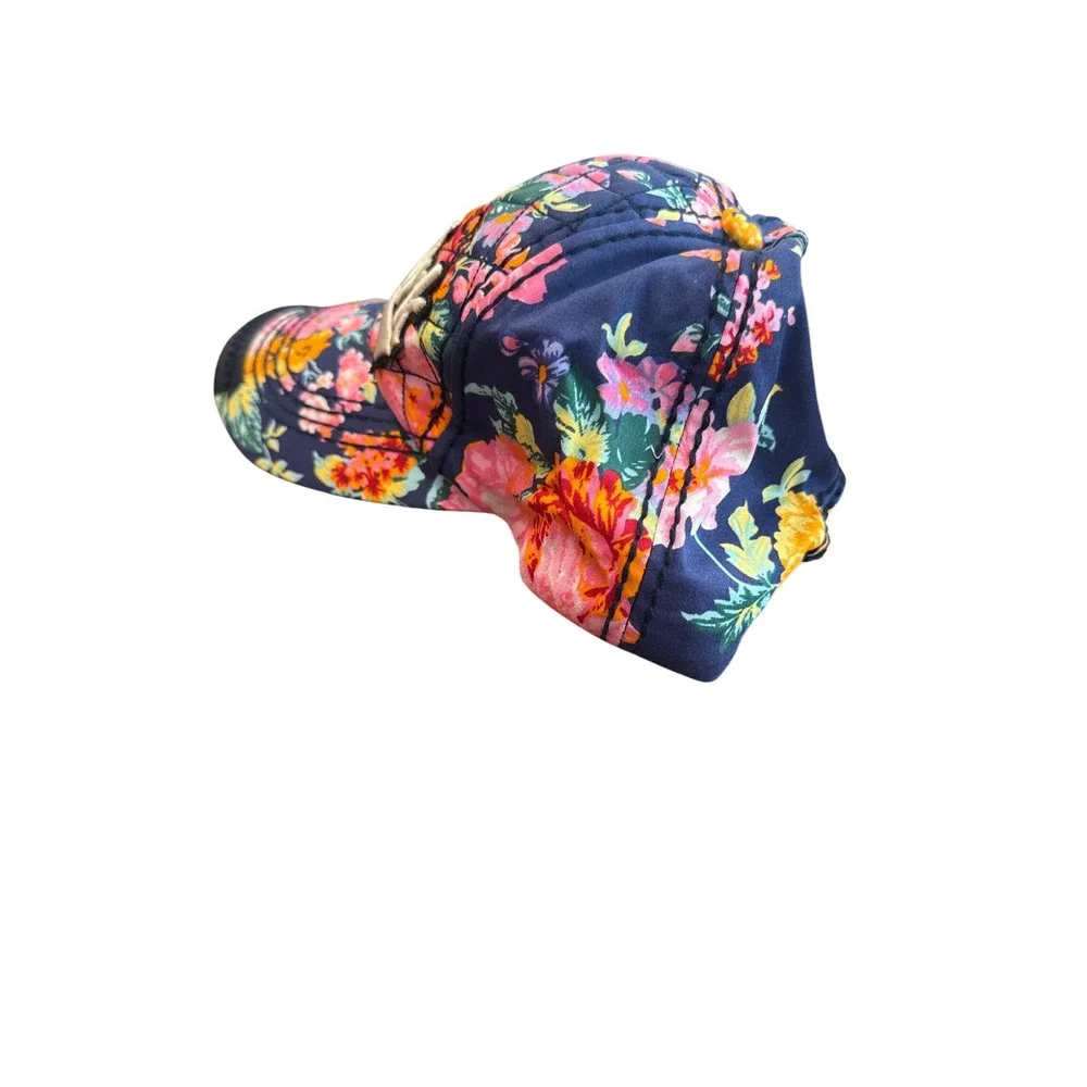 Robin Ruth New‎ York Floral Snapback Hat Navy Blue Quilted Embroidered Cap NWT
